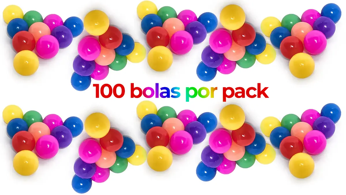 100 bolas de colores de 5.5cm de diámetro