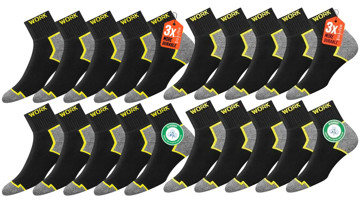 10 pares calcetines CORTOS de trabajo con refuerzo en talón y puntera