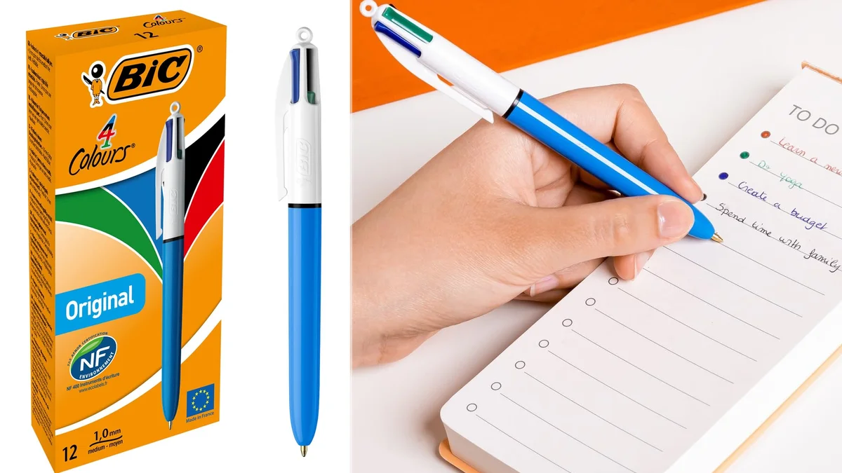 12 bolígrafos Bic de 4 Colores con puntas de 1.0mm