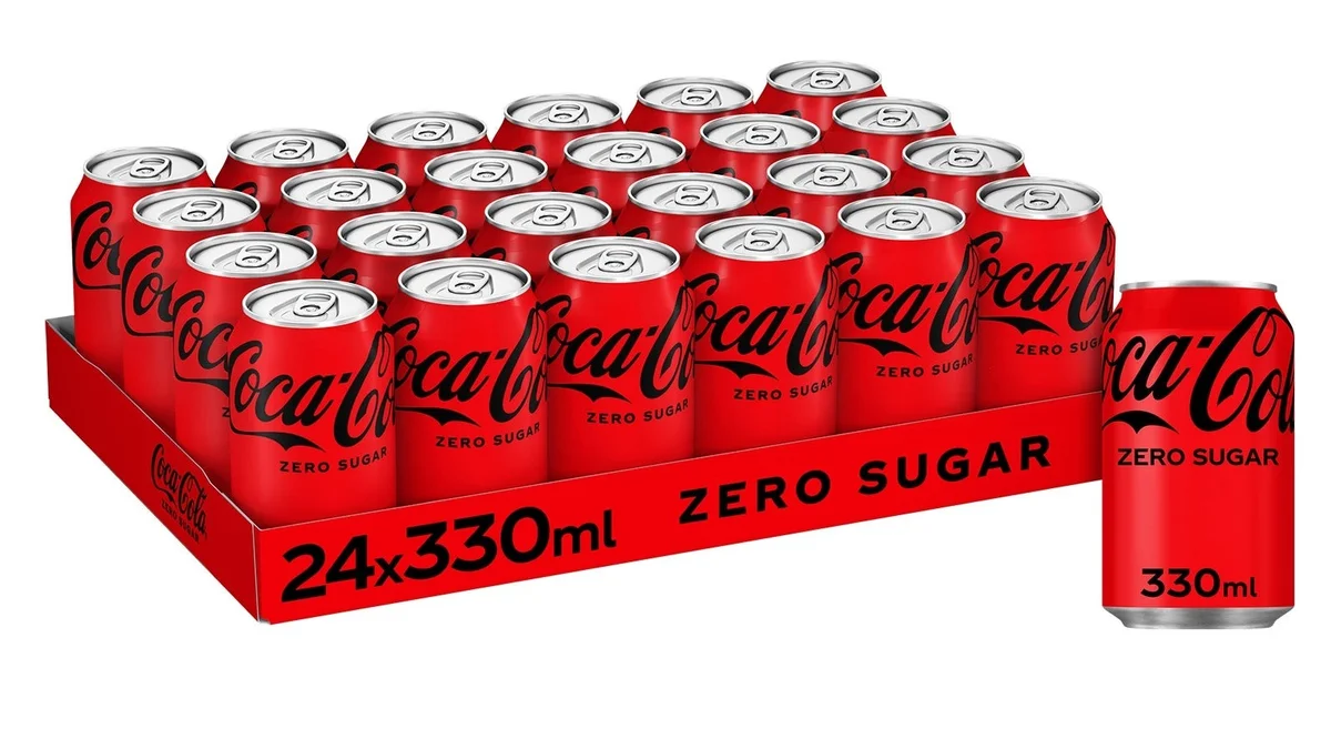 24 latas de Coca Cola Zero sin azúcar con cafeína