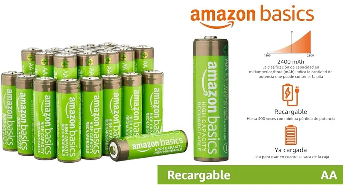 24 pilas recargables AA 2400mAh LSD Ni-MH - 1000 ciclos