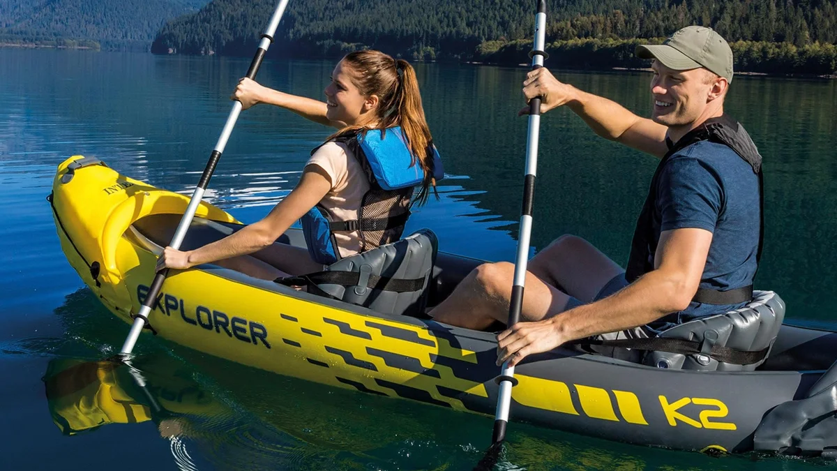 Kayak Intex biplaza con 2 remos dobles e inflador - 3.1m