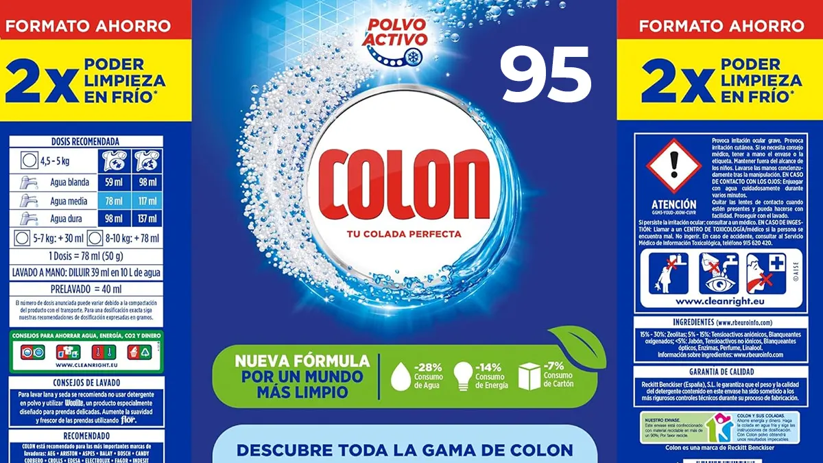 95 dosis - Detergente en polvo Colón para lavadora