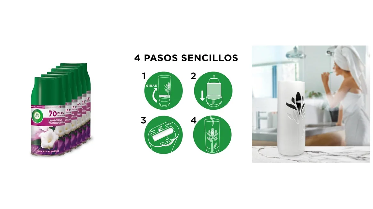 6 ambientadores Air Wick Freshmatic de lirio y satén para hasta 420 días