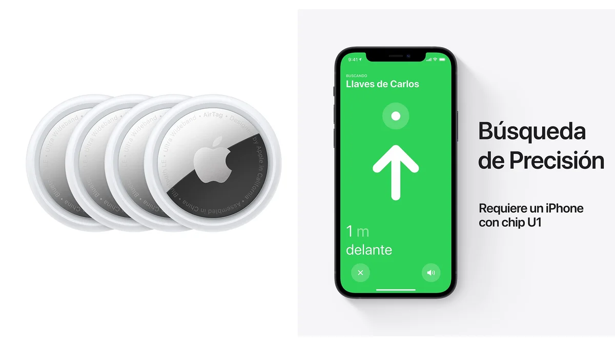4 Apple AirTag - localizadores impermeables - batería 1 año