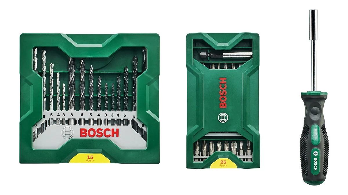 Set Bosch: 15 brocas, 24 puntas y destornillador