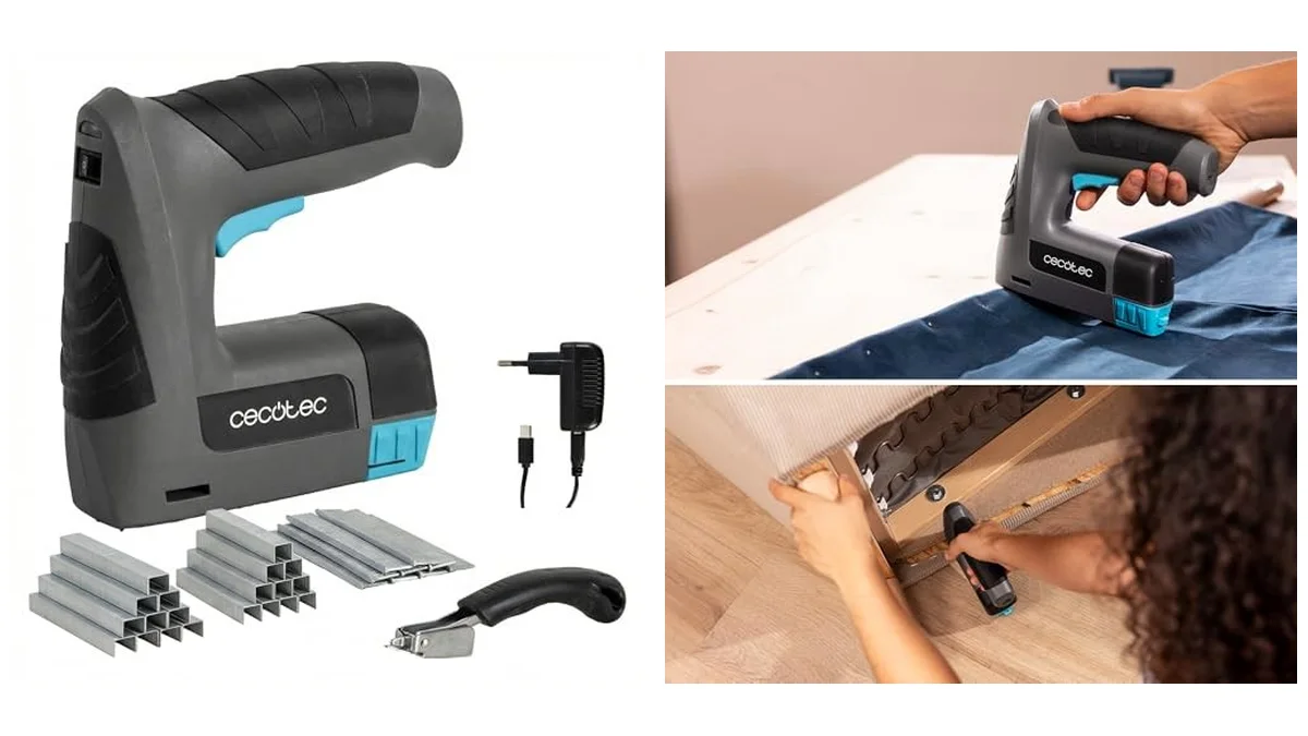 Clavadora / Grapadora eléctrica inalámbrica - carga USB-C - 8000 grapas + 1000 clavos
