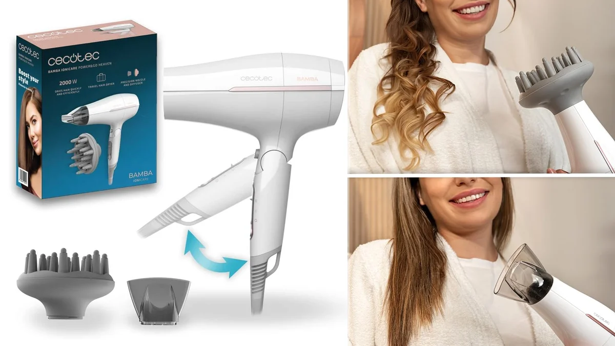 Secador iónico Cecotec Ionicare plegable con difusor