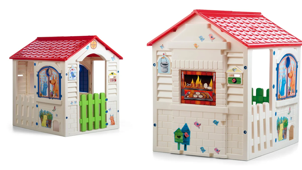 Casa de juegos para niños de plástico resistente 84x103x104cm