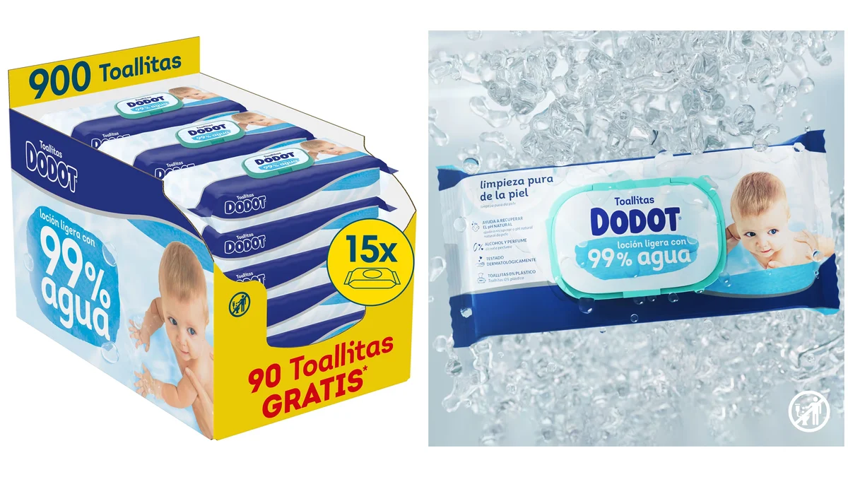 900 Toallitas Dodot 99% Agua - 15 Paquetes de 60 Unidades