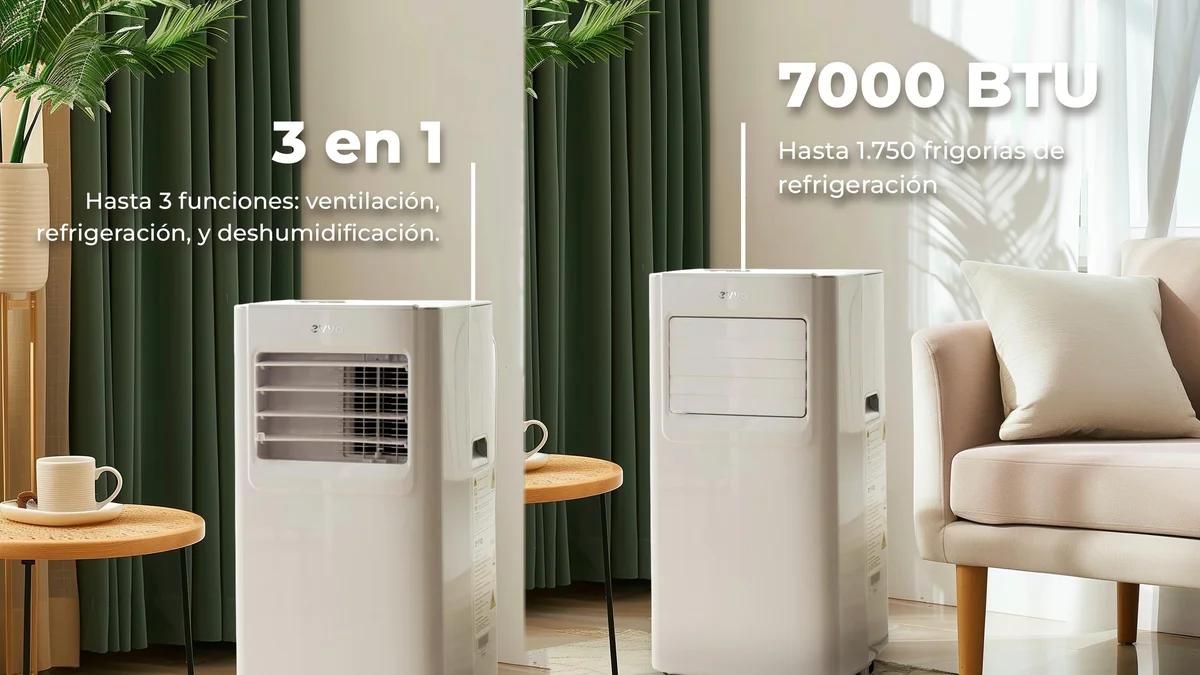 Aire acondicionado portátil - 1750 frigorías - deshumidifica 20L / día max.