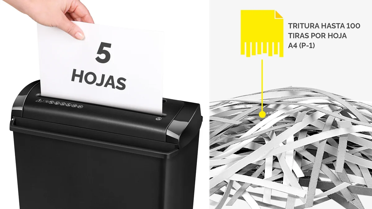 Destructora de papel Fellowes - corte recto 7mm de 5 hojas