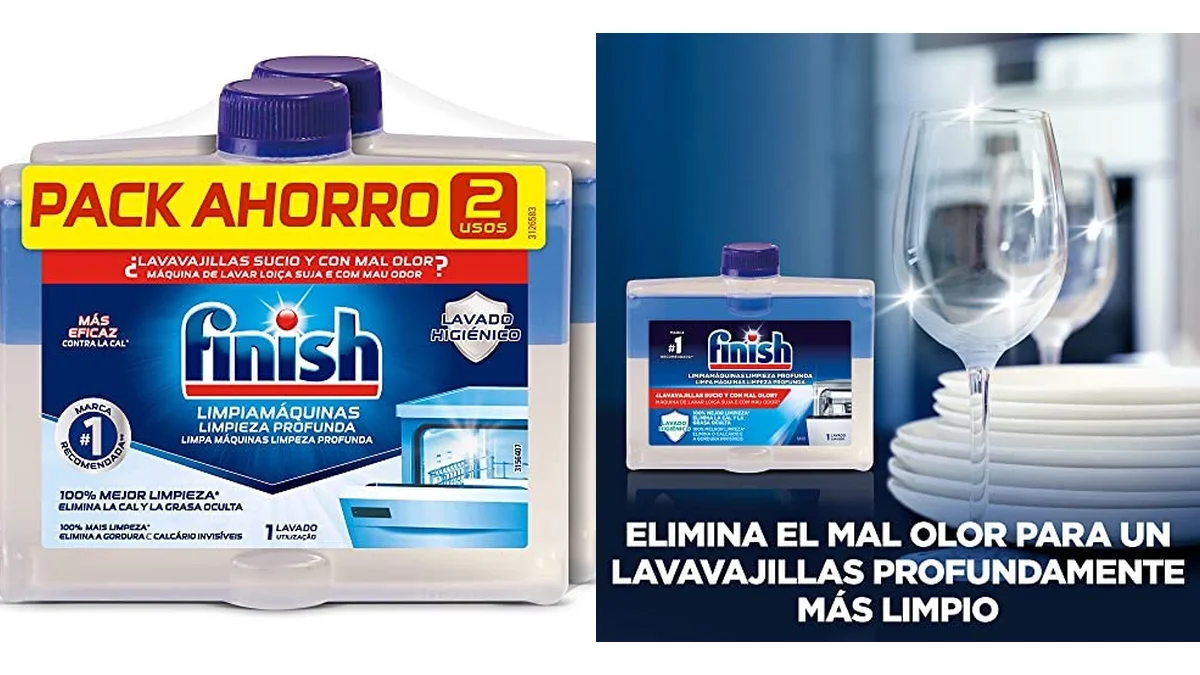 Pack 2 Finish Limpiamáquinas Lavavajillas Antiolor
