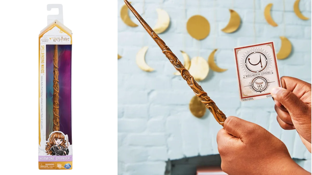 Varita Harry Potter Hermione Deluxe de 30 cm con tarjeta de hechizo