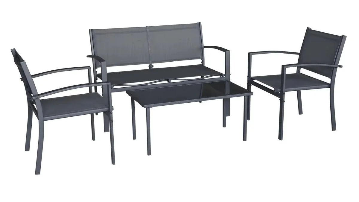 Conjunto de jardín 4 plazas con mesa - metal