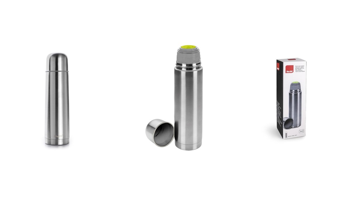 Termo de acero inoxidable - tapón con botón - 500ml