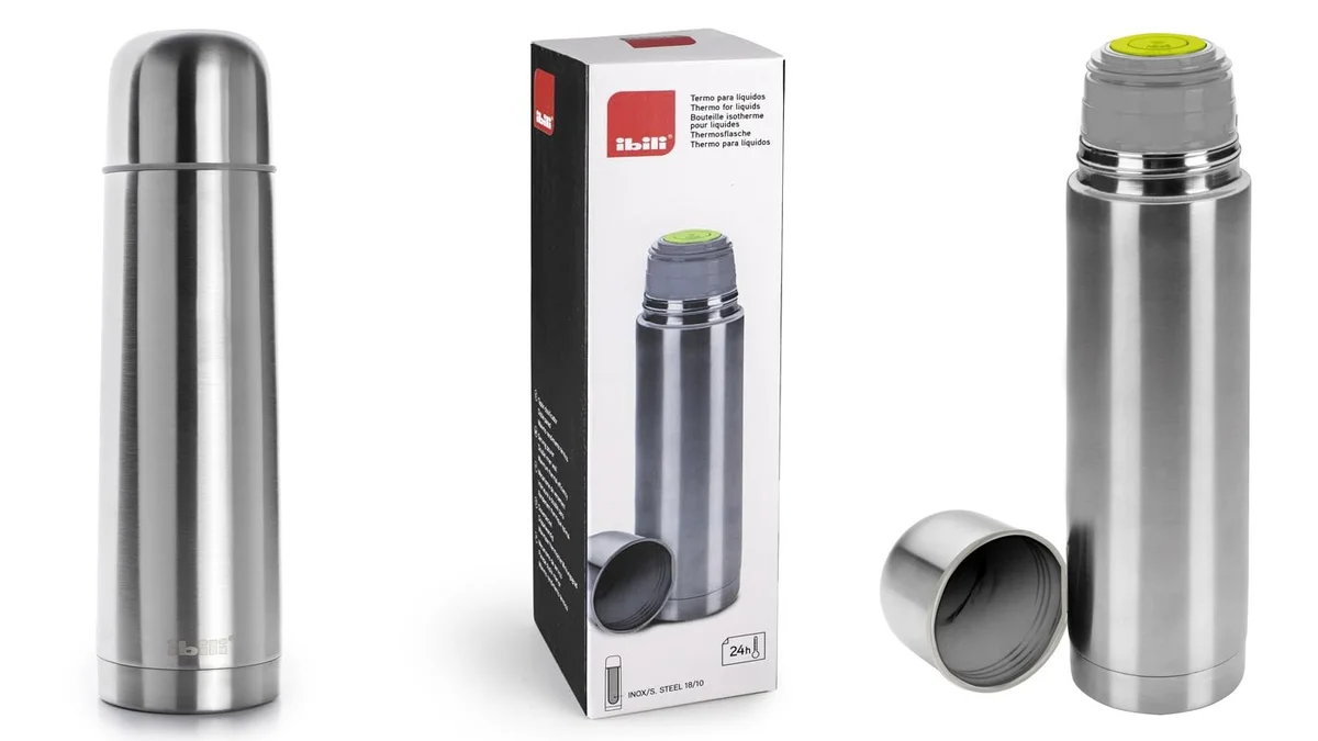 Termo de acero inoxidable - tapón con botón - 500ml