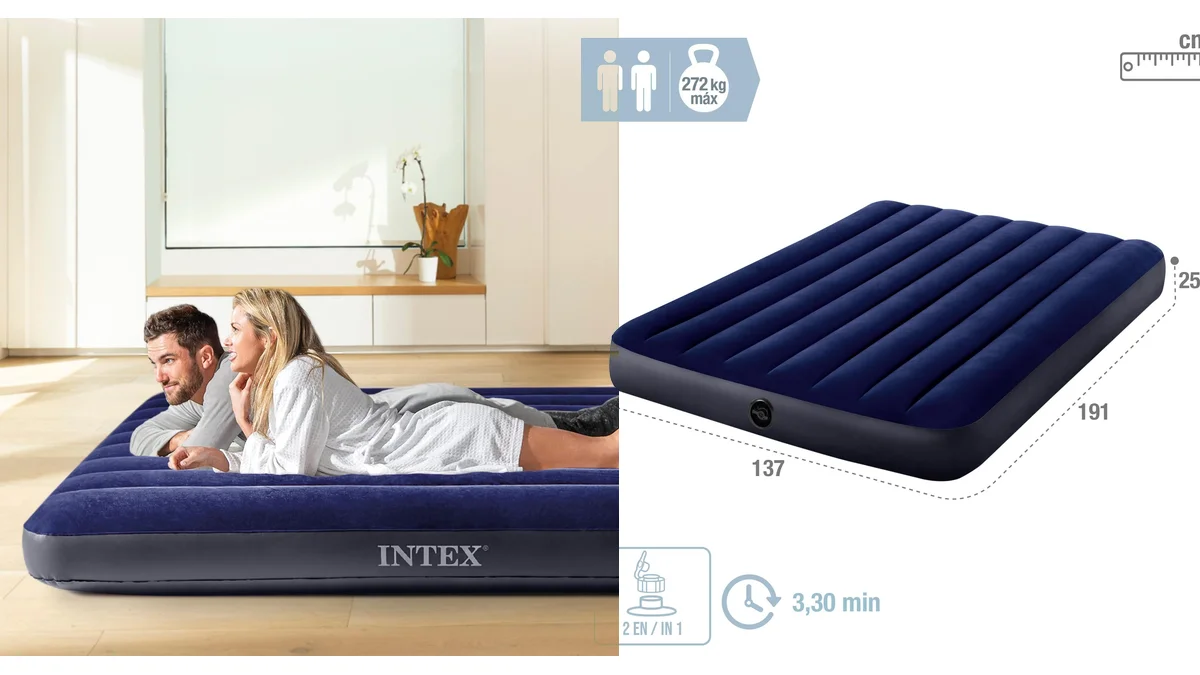 Colchón hinchable doble Intex - 191 cm x 137 cm x 25 cm