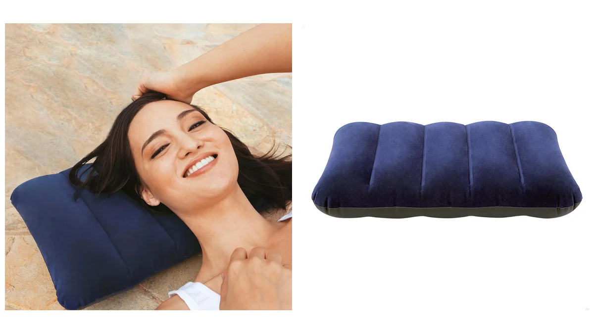 Cojín / almohada hinchable Intex con tacto suave - 28x9x43cm