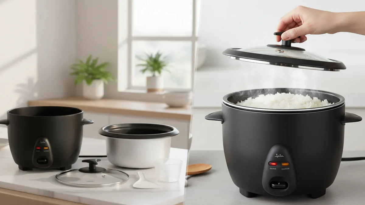 Arrocera eléctrica Jata 1L con tapa de cristal