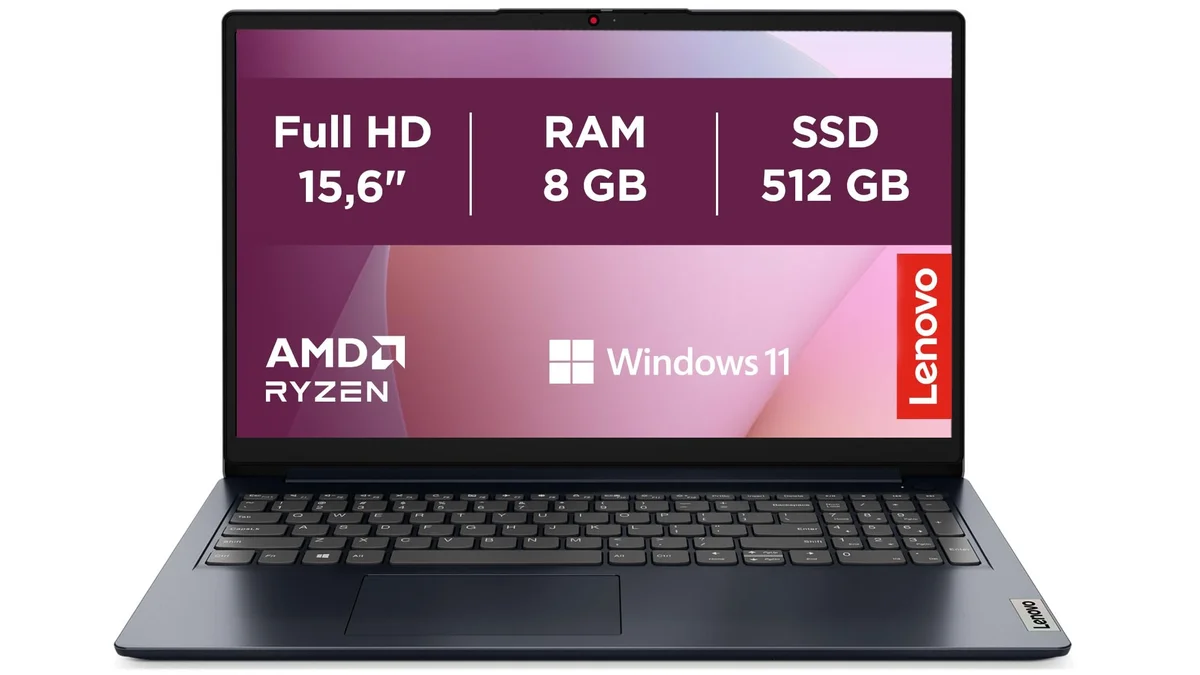 Lenovo 15.6" FHD - Ryzen 7 5700U (similar a i7-1365U)  - 8GB RAM