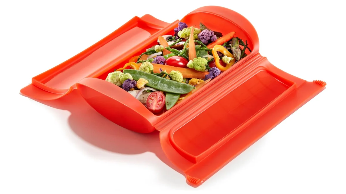 Estuche de vapor Lékué para cocinar en microondas