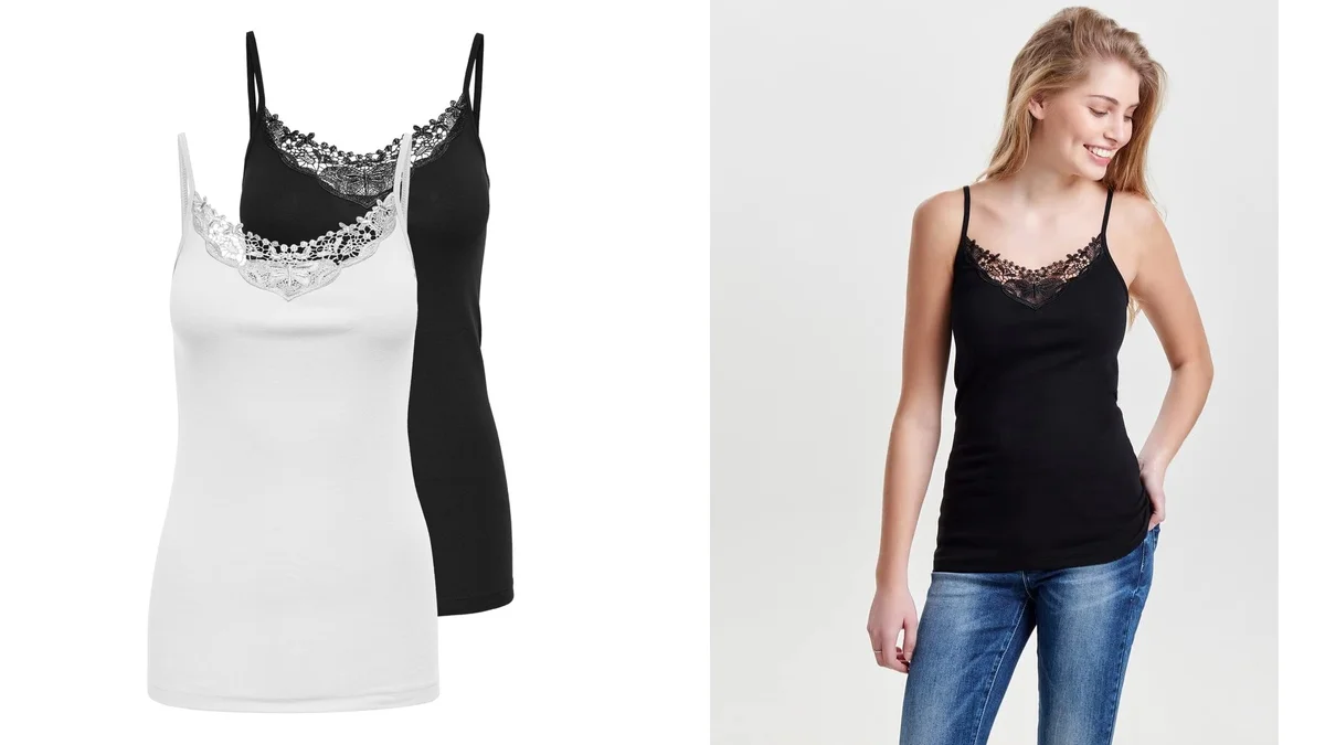 Pack 2 camisetas Only con encaje mujer