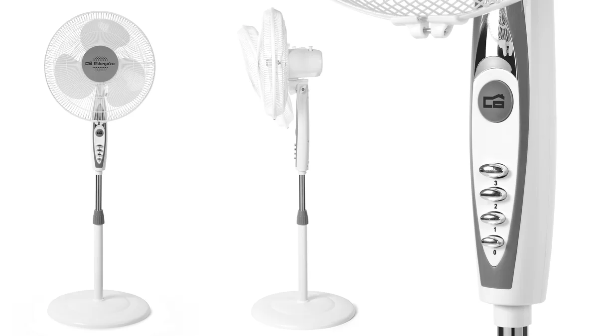 Ventilador de Pie con Base estable, altura regulable y oscilante