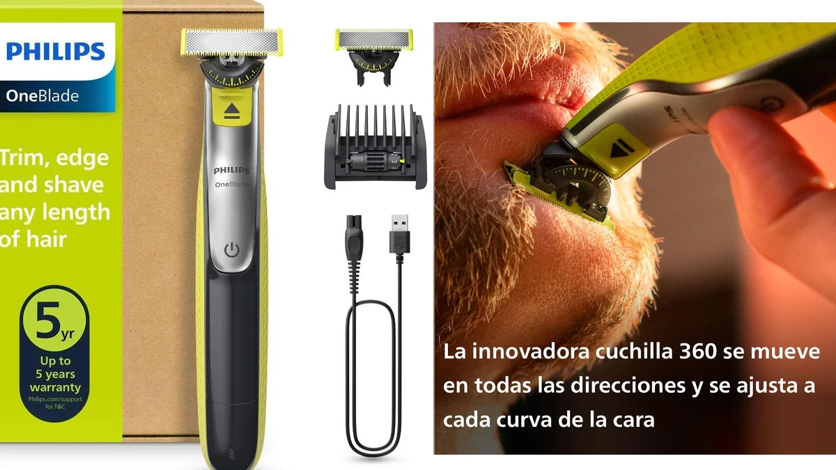 Philips OneBlade 360 afeitadora + 2 cuchillas y peine ajustable