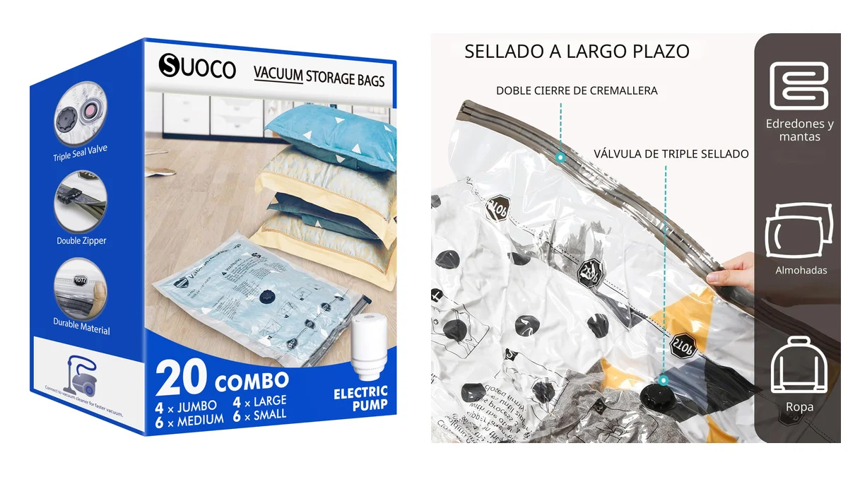 Pack 20 Bolsas de almacenaje al vacío + bomba eléctrica