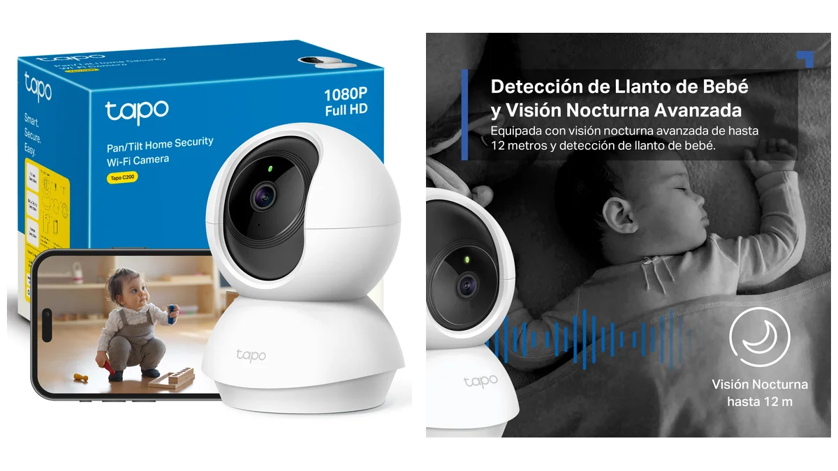 TP-Link Tapo - cámara vigilancia WiFi motorizada 1080p nocturna - detecta lloros