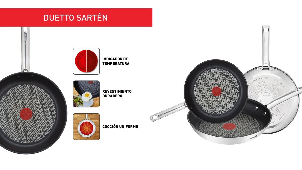 3 sartenes Tefal Duetto 20/24/28 cm - antiadherencia Titanium Force