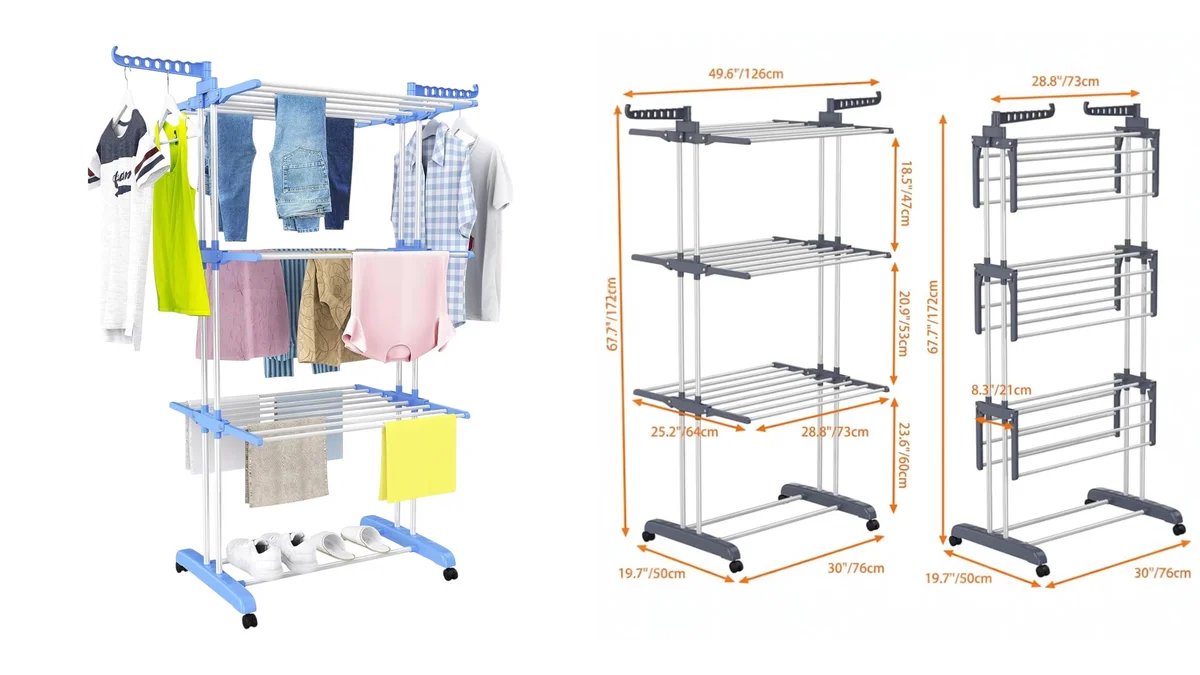 Tendedero plegable con 4 niveles + 2 alas laterales