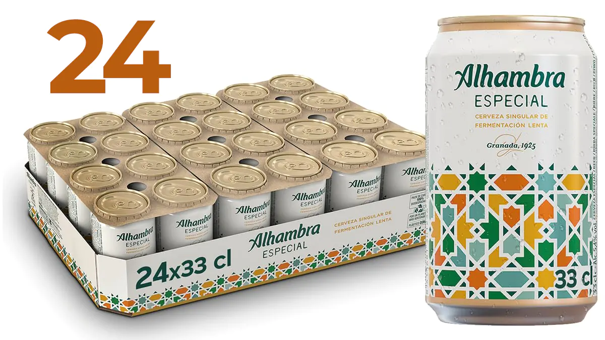 Pack 24 latas de cerveza Alhambra de 33cl