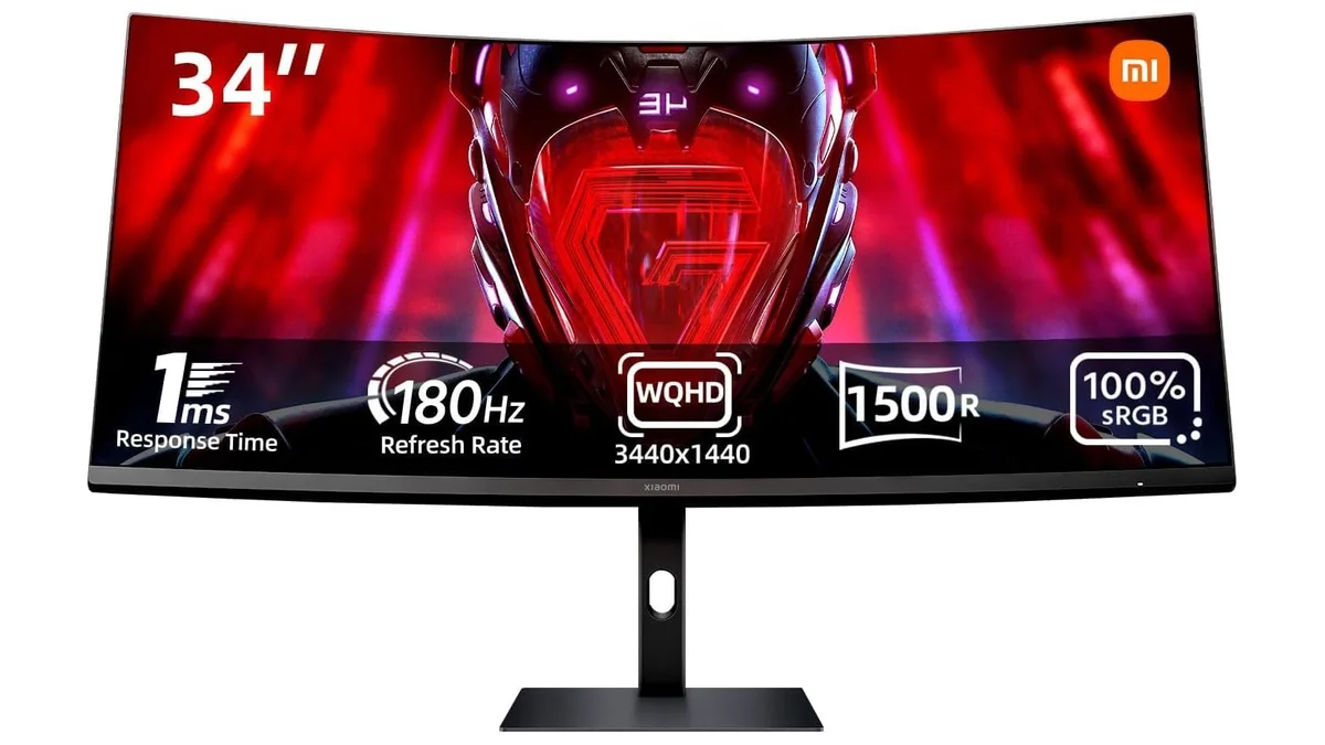 Monitor Xiaomi 34" curvo 3440 x 1440 180Hz - calibrado de fábrica