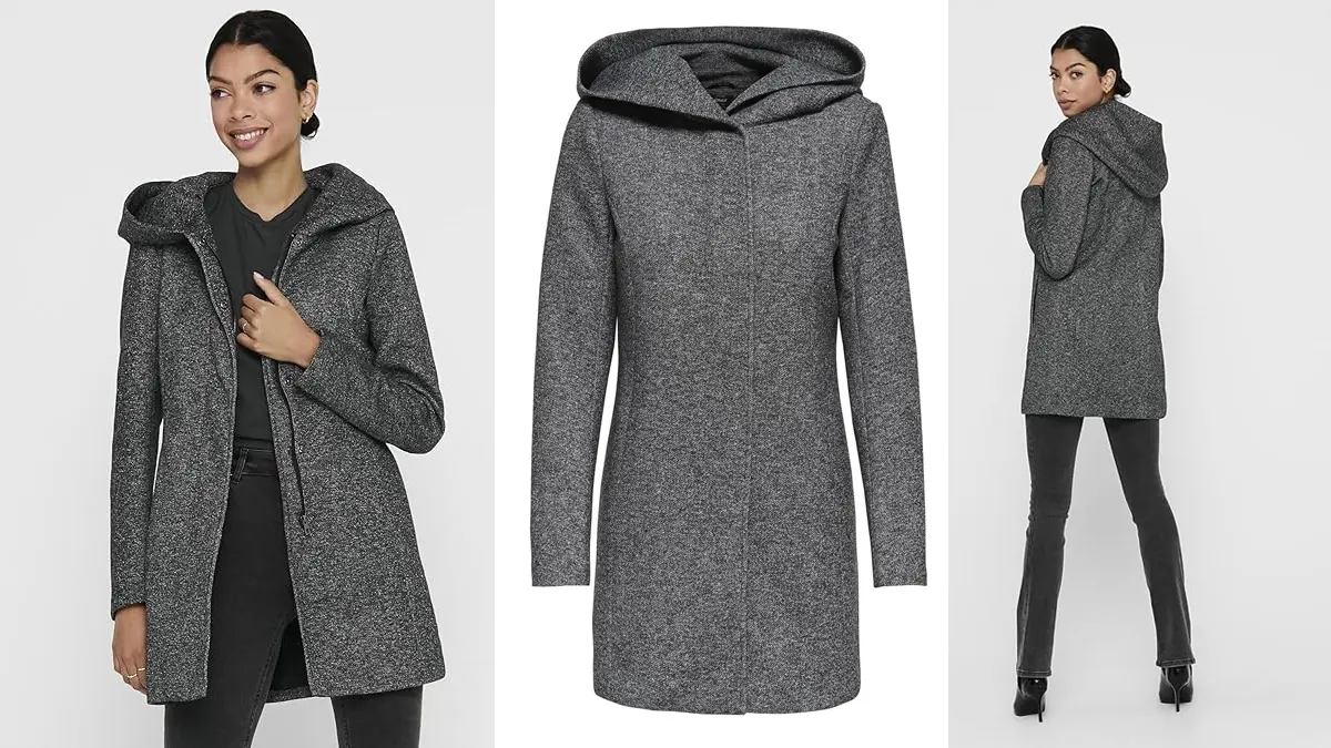Abrigo largo Only con capucha para mujer