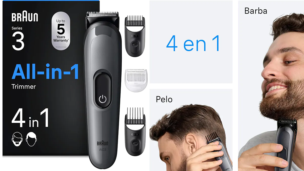 Braun AIO3500 recortadora inalámbrica para cara y cabello
