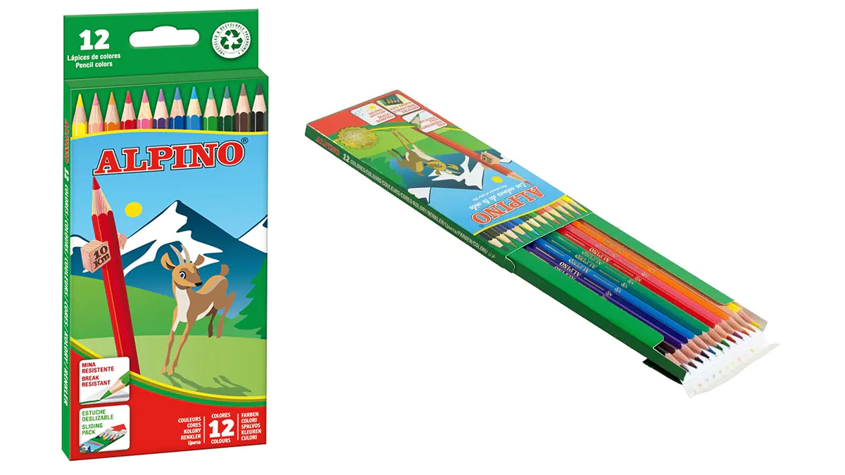 12 lápices de colores Alpino con minas resistentes a la rotura