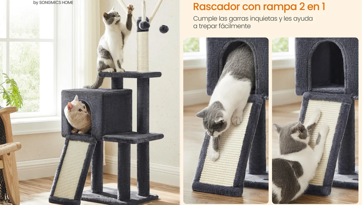 Árbol de gatos con rascador y cueva - 118cm