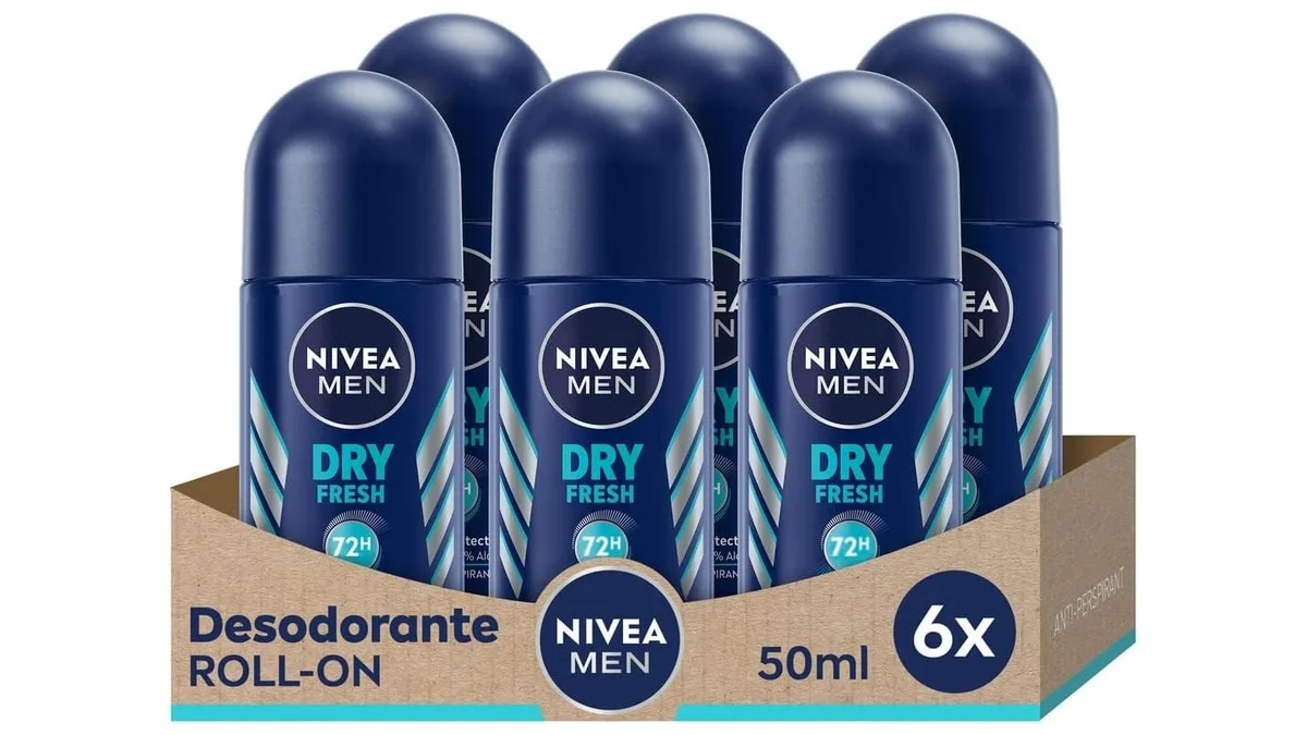 Pack 6 desodorantes roll-on Nivea Hombre antitranspirantes 72h