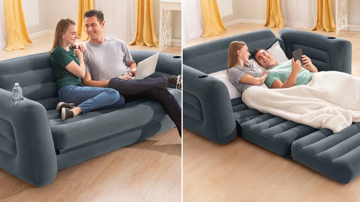 Sofá inflable 2 plazas convertible en cama de 231x203cm