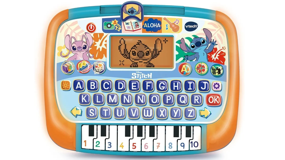 Tablet educativa Stitch con teclado con Ñ y piano