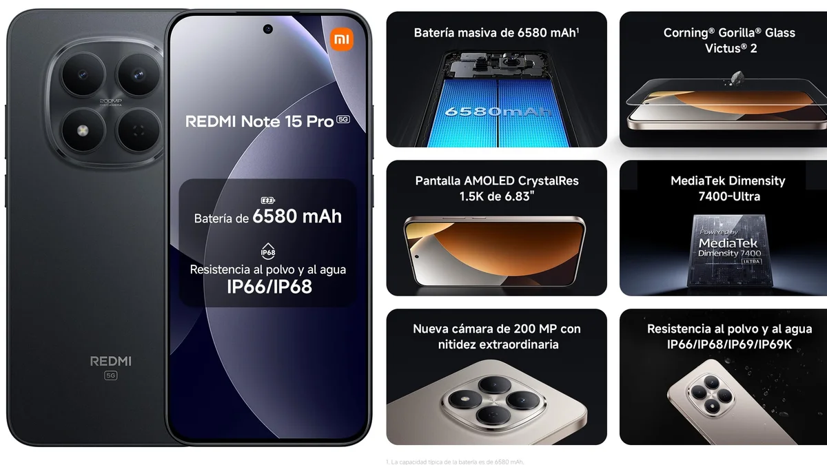 Xiaomi Redmi Note 15 PRO 5G  - 512GB - 200MP OIS - 8GB o 12GB RAM