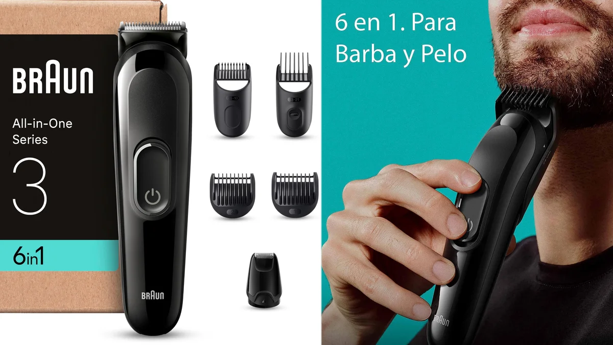 Recortadora de barba y cabello Braun + cabezal afeitador - 50 min batería