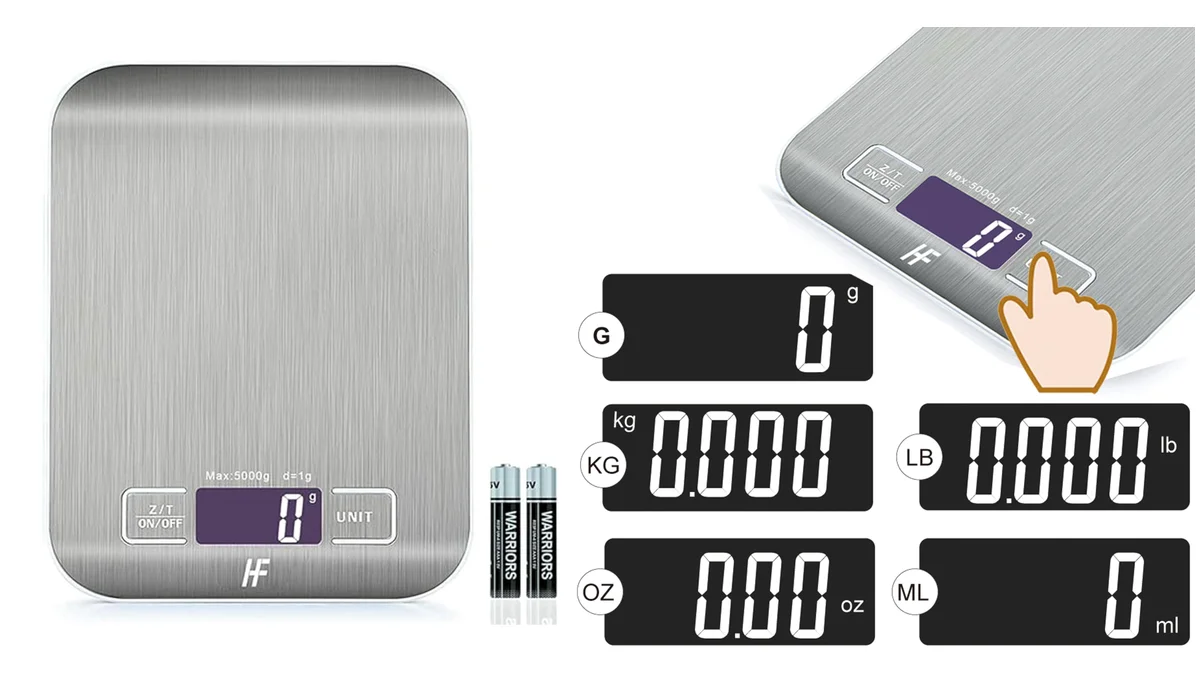 Báscula digital de cocina con Función TARA - hasta 5kg