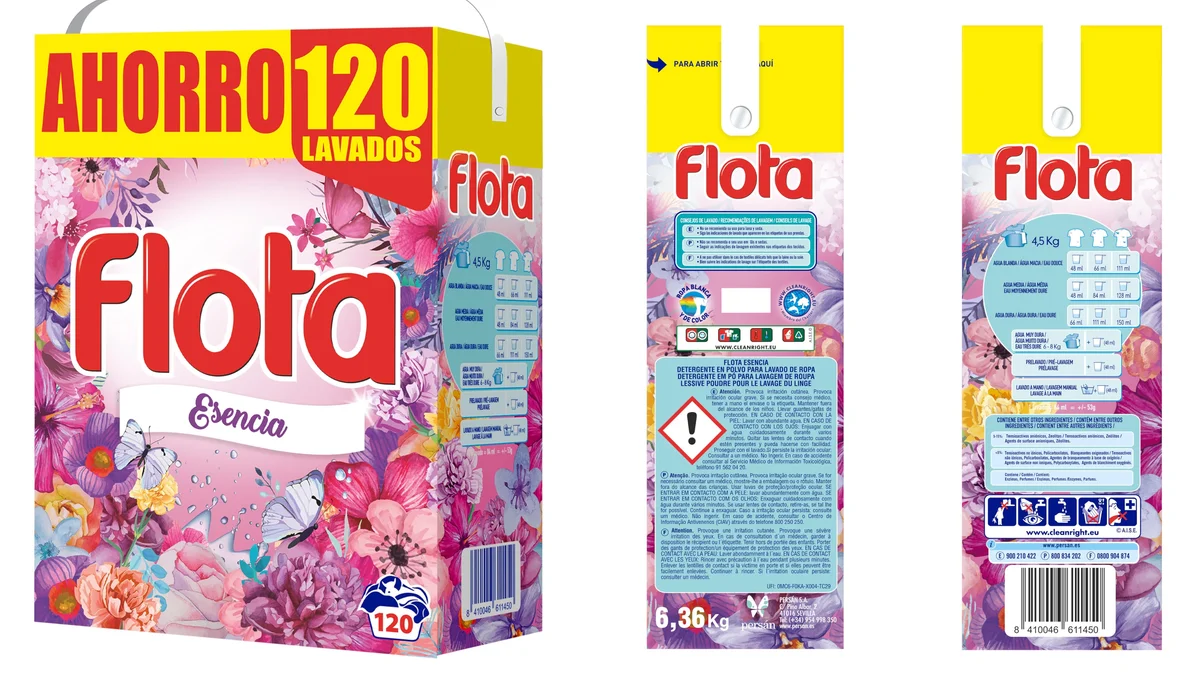 120 lavados - Detergente en polvo Flota floral afrutado