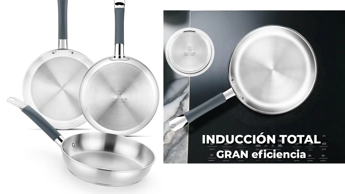 3 sartenes Bra Master 20, 24, 28cm - acero inoxidable sin antiadherente