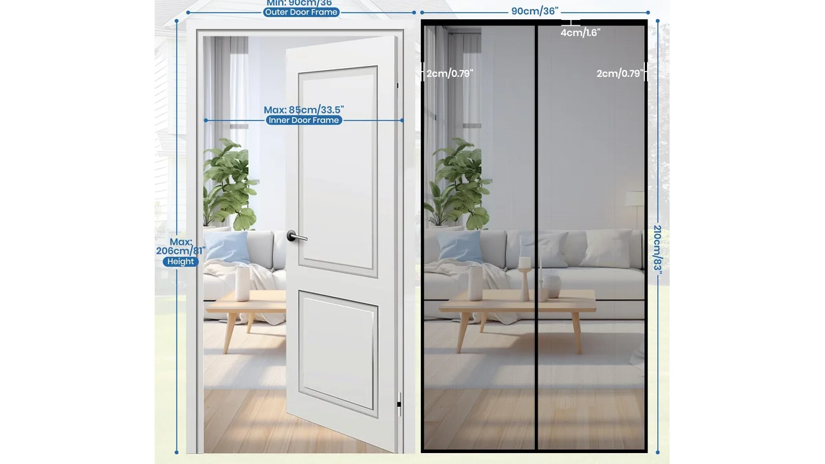 Cortina mosquitera con cierre magnético para puertas - 210x90cm