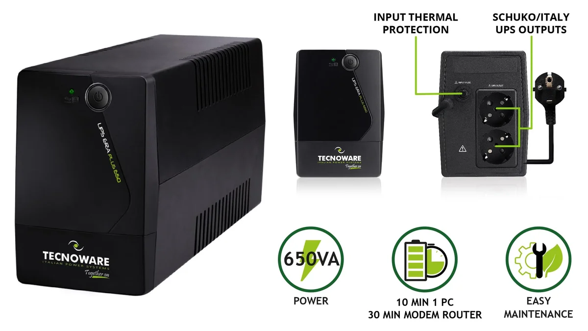 SAI Tecnoware ERA Plus 650 ideal para router, cámara videovigilancia, nas