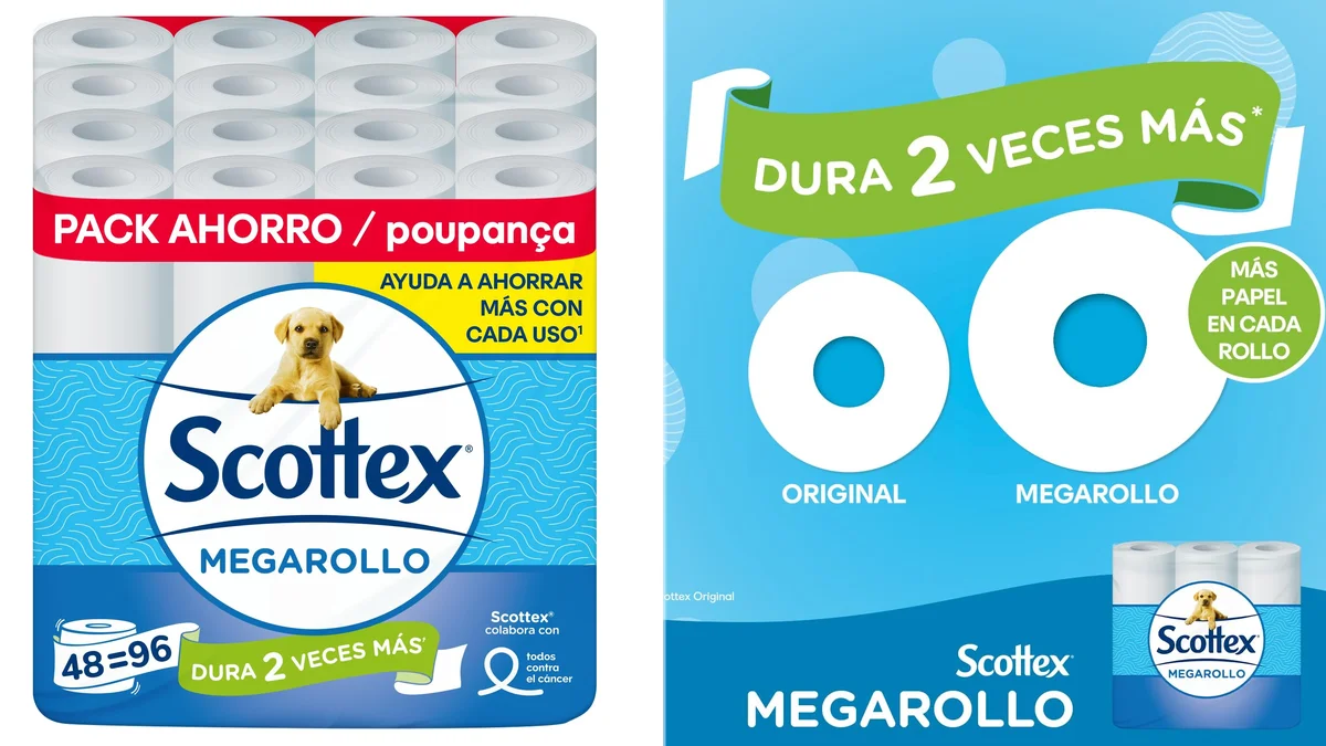 48 Megarrollos Scottex - cunden como 96 rollos de papel higiénico